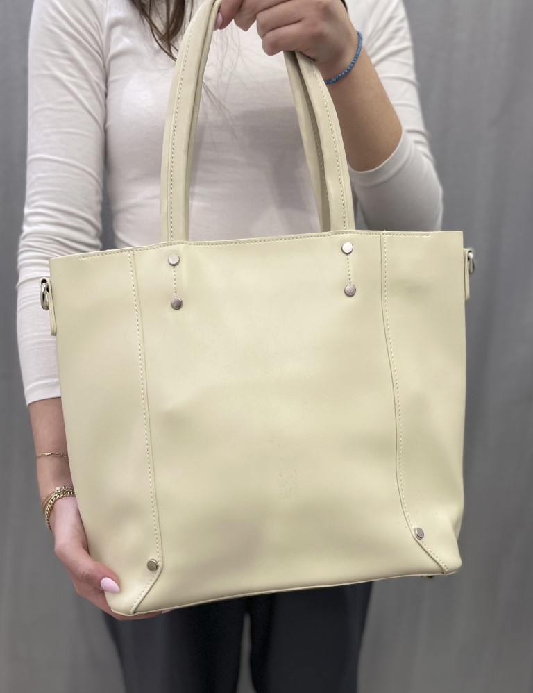 Γυναικεία μπεζ μονόχρωμη τσάντα ώμου CKAF99B φωτογραφία